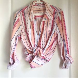 Splendid western vibes textured striped lightweight flan…